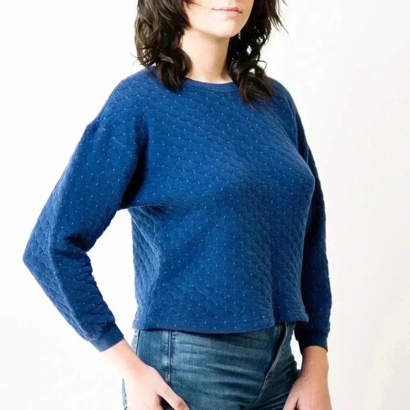 Vintage 90s Quilted Pullover Sweater Sweatshirt - Picture 5 of 7